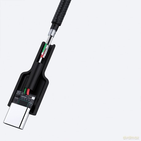 CB-CD30 kabel USB-C - USB-A 0,9m 60W PD 3A 20V nylonowy oplot czarny