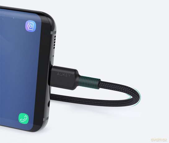CB-CD30 kabel USB-C - USB-A 0,9m 60W PD 3A 20V nylonowy oplot czarny
