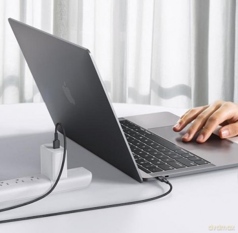 CB-CD45 kabel USB-C - USB-C 0,9m 60W PD 3A 20V nylonowy oplot czarny
