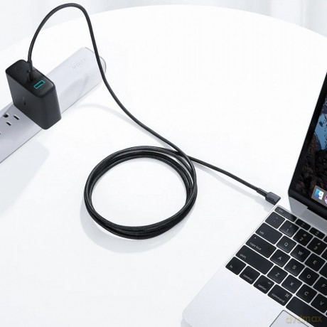 CB-CD45 kabel USB-C - USB-C 0,9m 60W PD 3A 20V nylonowy oplot czarny