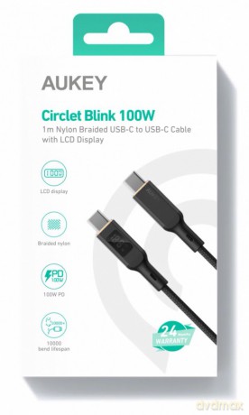 CB-MCC102 kabel USB-C - USB-C 1.8m 100W PD 5A 20V LED nylonowy oplot czarny