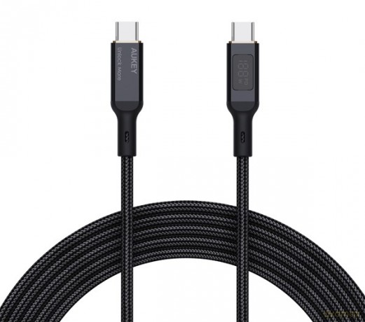 CB-MCC102 kabel USB-C - USB-C 1.8m 100W PD 5A 20V LED nylonowy oplot czarny