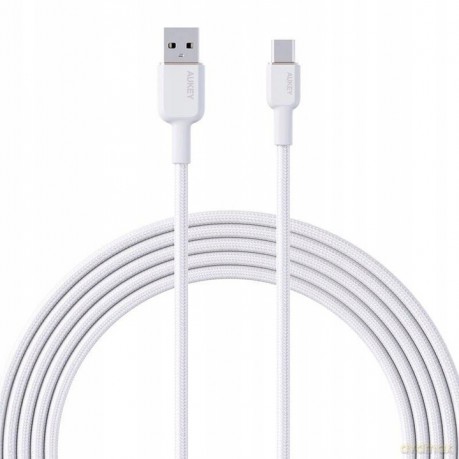 CB-NAC1 kabel USB-C - USB-A 1m 60W PD 3A 20V nylonowy oplot biały