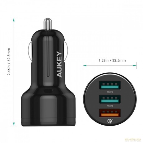 CC-T11 ładowarka samochodowa 3xUSB Quick Charge 3.0 | 7.8A | 42W + kabel USB-C