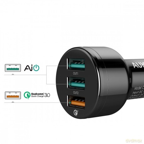 CC-T11 ładowarka samochodowa 3xUSB Quick Charge 3.0 | 7.8A | 42W + kabel USB-C