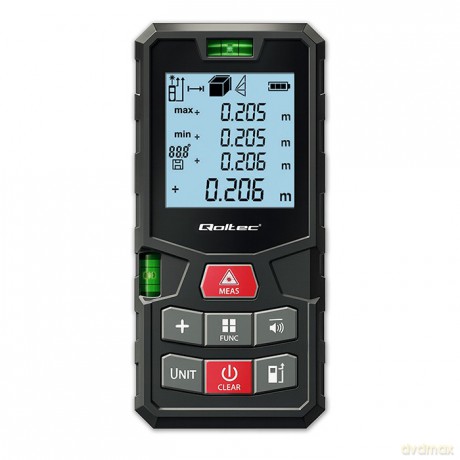 Cyfrowy dalmierz laserowy z poziomicą | podświetlany LCD | 120m