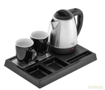 Czajnik hotelowy 1.2l inox&tacka powitalna AD1354