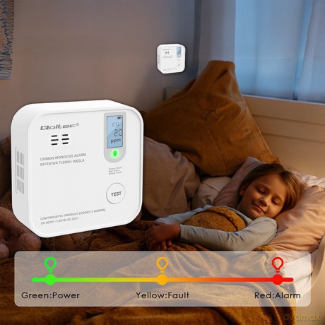 Czujnik tlenku węgla z baterią | alarm 85dB | LED