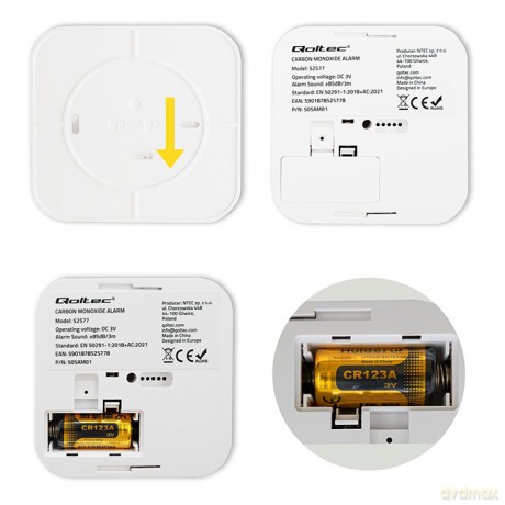 Czujnik tlenku węgla z baterią | alarm 85dB | LED
