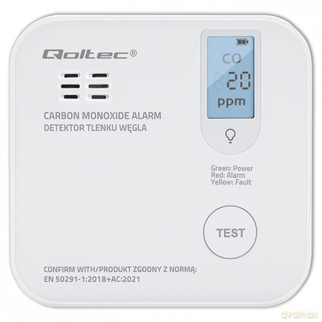 Czujnik tlenku węgla z baterią | alarm 85dB | LED