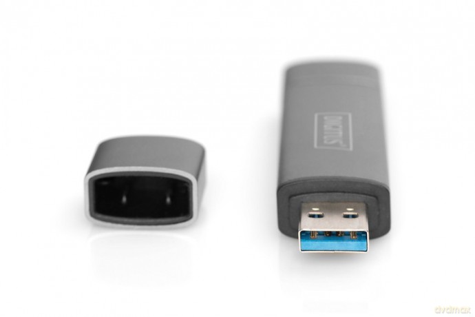 Czytnik kart 3-portowy USB Typ C/ USB 3.0 SuperSpeed SD Micro SD HQ aluminium Szary