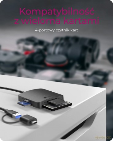 Czytnik Kart CF,TF,SD,microSD, Type-C+A, IB-CR302-CU3