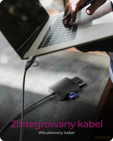 Czytnik Kart CF,TF,SD,microSD, Type-C+A, IB-CR302-CU3