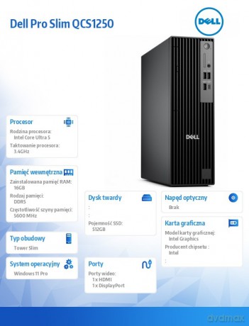 Desktop Pro Slim QCS1250 Win11Pro U5 235/16GB/512GB SSD/INT/Kb/TPM/3Y ProSupport