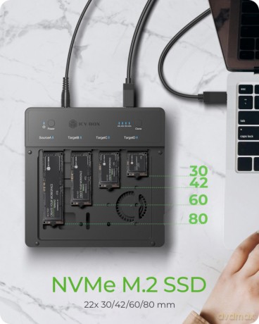Duplicator (klonowanie 1:3) dla NVMe M.2 SSD IB-4013MCL-C4 4-Bay USB4