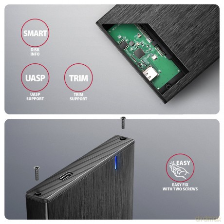 EE25-XA6C Obudowa zewnętrzna aluminiowa, USB-C 3.2 Gen 1 SATA 6G 2.5" 5Gbps