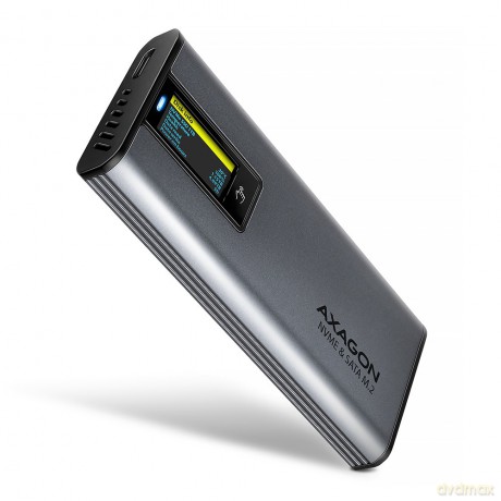 EEM2-SD2 Obudowa zewnętrzna aluminiowa bezśrubowa USB-A/C 3.2 Gen2 M.2 NVMe/SATA display LCD