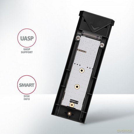 EEM2-UB2 Obudowa zewnętrzna aluminiowa, USB-C 3.2 Gen 2 - M.2 NVMe SSD, długość 42 do 80 mm Czarna