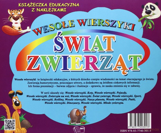 Świat zwierząt wesołe wierszyki z naklejkami - Małgorzata Gintowt [KSIĄŻKA]
