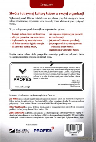 Kultura kaizen budowanie i utrzymanie kultury ciągłego doskonalenia tw - Jon Miller [KSIĄŻKA]