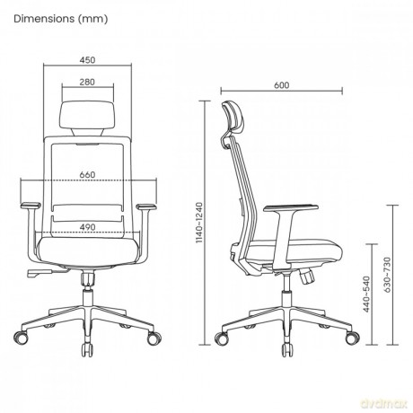 Fotel biurowy premium ergonomiczny ER-425 z wysokim oparciem, max 150 kg, regulowany