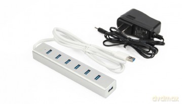 HUB 7 x USB3.0 Aluminium z zasilaczem; Y-3090