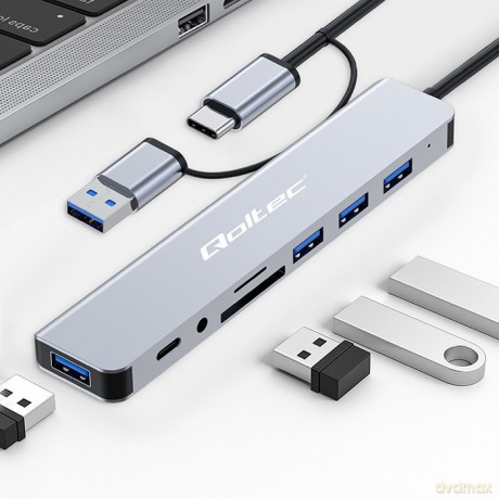 HUB Adapter 8w1 USB-C/USB | USB-C | 4xUSB | SD/TF card | Jack 3.5mm TRRS