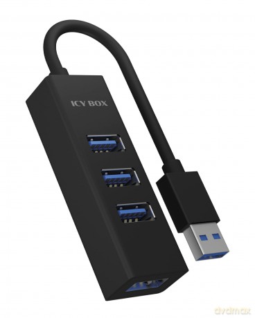 Hub IB-HUB1419-U3 USB 3.0 na 4-Port Type-A, Aluminium, czarny, Kabel 15cm