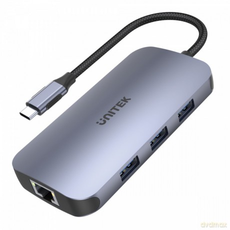 HUB USB-C 9w1, USB-C, HDMI 2.0, RJ45, PD 100W, czytnik SD; D1071A