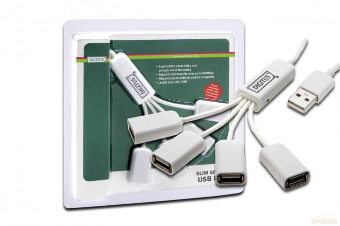 HUB/Koncentrator 4-portowy "Spider" USB 2.0 SuperSpeed, pasywny, Biały