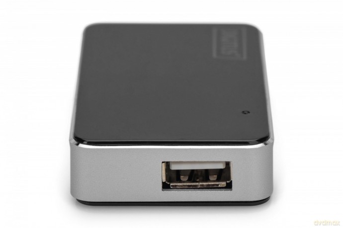 HUB/Koncentrator 4-portowy USB 2.0 HighSpeed, aktywny, czarno-srebrny