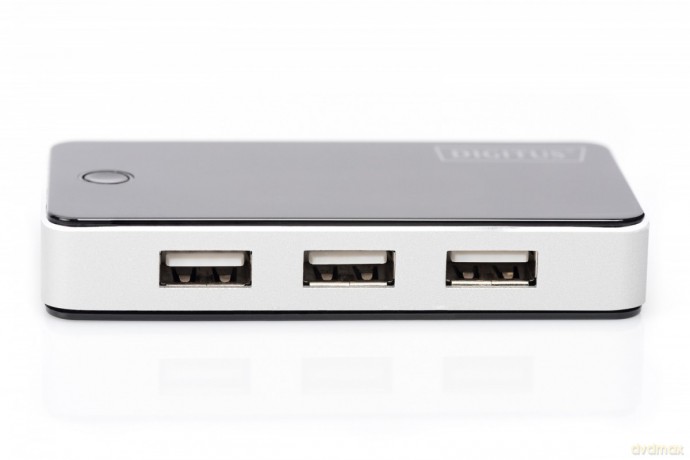 HUB/Koncentrator 7-portowy USB 2.0 HighSpeed, aktywny, czarno-srebrny