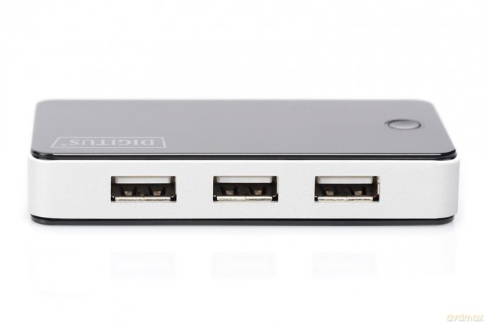 HUB/Koncentrator 7-portowy USB 2.0 HighSpeed, aktywny, czarno-srebrny