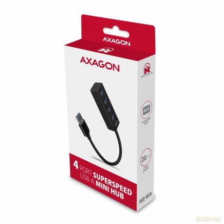 HUE-M1A Hub 4-portowy Mini metalowy USB 3.2 Gen 1, 20cm USB-A kabel