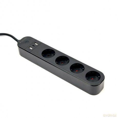 Inteligentna listwa Tuya 4xDE 2xUSB-A 1xUSB-C Czarna