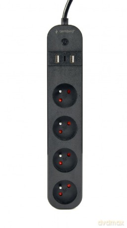 Inteligentna listwa Tuya 4xFR 2xUSB-A 1xUSB-C Czarna
