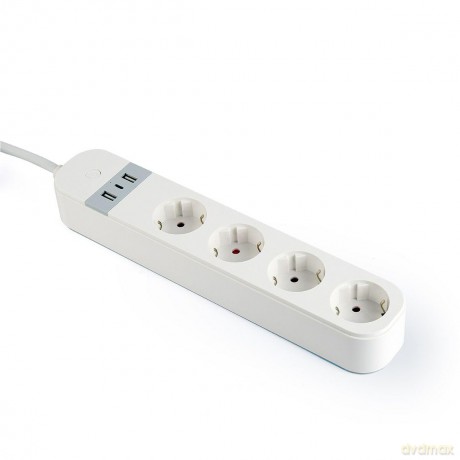 Inteligentna listwa zasilająca Tuya 4xDE 2xUSB-A 1xUSB-C Biała