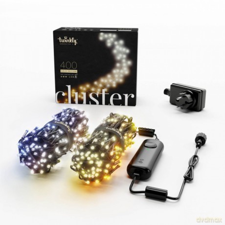 Inteligentne lampki LED Cluster 400 LED AWW girlanda, 6m, IP44, czarny przewód