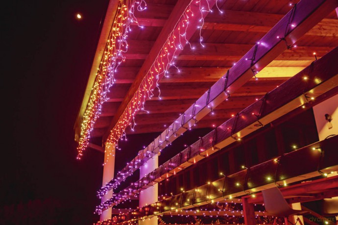 Inteligentne lampki sople Icicle 190 RGB LED, 5x0,5 m, IP44, przezroczysty przewód