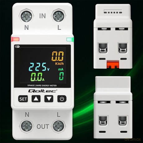 Jednofazowy elektroniczny licznik | miernik zużycia energii | DIN35 | zdalne sterowanie | historia pomiaru | WiFi | TUYA | Smart life