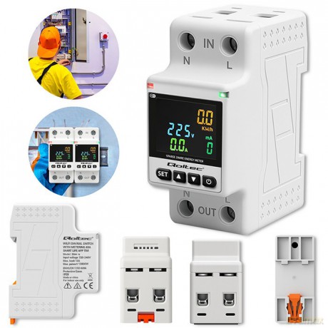 Jednofazowy elektroniczny licznik | miernik zużycia energii | DIN35 | zdalne sterowanie | historia pomiaru | WiFi | TUYA | Smart life