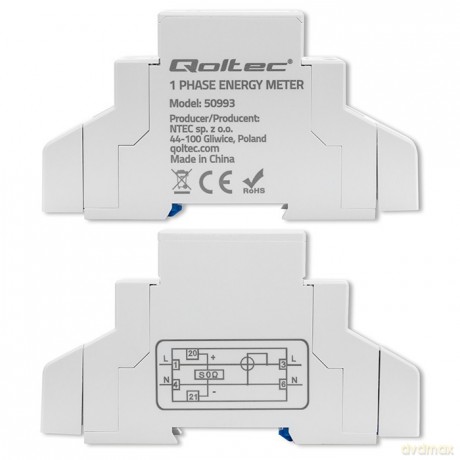 Jednofazowy elektroniczny licznik | miernik zużycia energii na szynę DIN | 230V | 30A | LCD | 1P