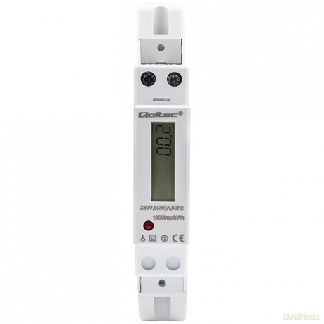 Jednofazowy elektroniczny licznik | miernik zużycia energii na szynę DIN | 230V | 30A | LCD | 1P