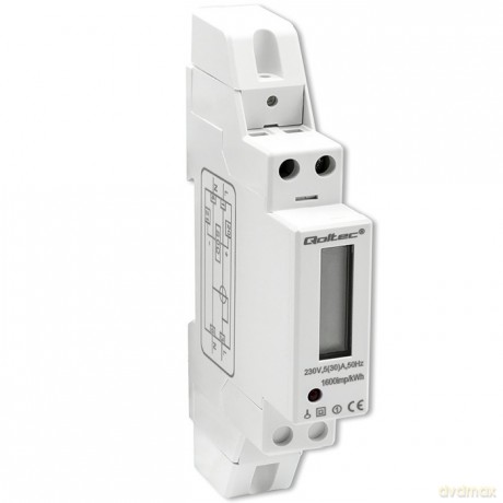 Jednofazowy elektroniczny licznik | miernik zużycia energii na szynę DIN | 230V | 30A | LCD | 1P