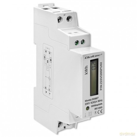 Jednofazowy elektroniczny licznik | miernik zużycia energii na szynę DIN | 230V | LCD | 2P | Slim