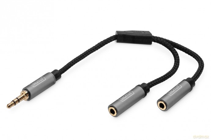 Kabel adapter audio splitter Mini Jack 3,5mm /2x 3,5mm Mini Jack M/Ż nylon 0,2m