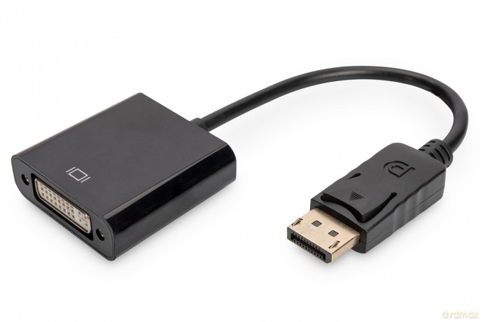Kabel adapter Displayport z zatrzaskiem 1080p 60Hz FHD Typ DP/DVI-I (24+5) M/Ż czarny 0,15m