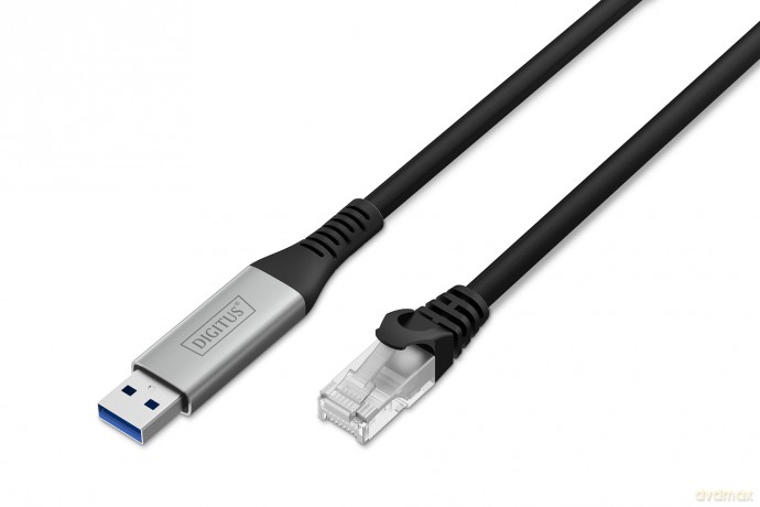 Kabel adapter USB-A - RJ45 Kat. 6A S/FTP, 1 Gbit/s, USB 3.2 Gen1, LSZH, 10m