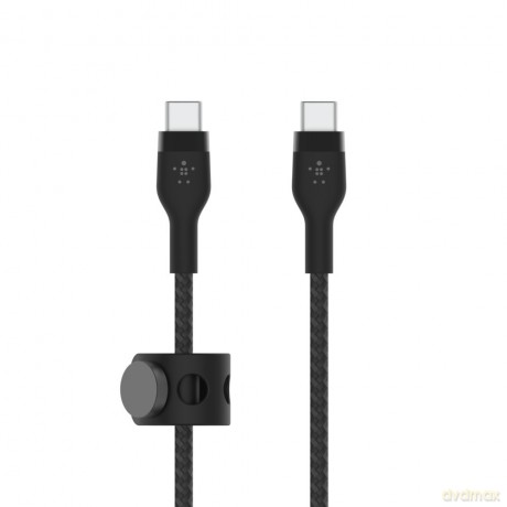 Kabel BoostCharge USB-C/USB-C silikonowy w oplocie 2m, czarny