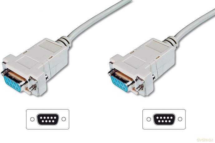 Kabel połączeniowy RS232 null-modem Typ DSUB9/DSUB9 Ż/Ż 3m Szary